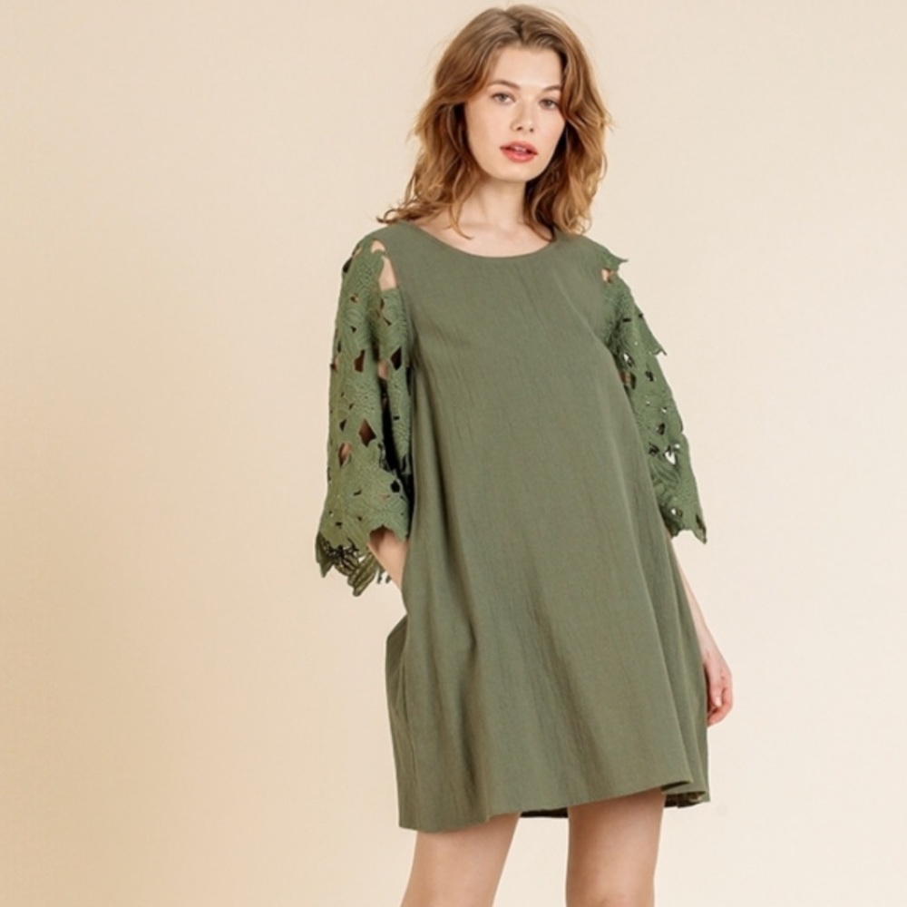 Umgee Bell Sleeve Dress with Pockets